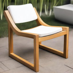 Create an artistic and versatile outdoor chair design that incorporates natural elements like wood, bamboo, or stone