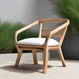 Create an artistic and versatile outdoor chair design that incorporates natural elements like wood, bamboo, or stone