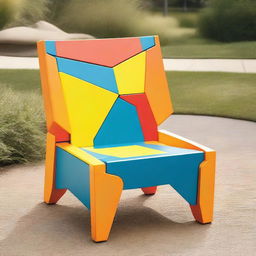 Design an artistic and versatile outdoor chair that includes adjustable seat angles or height to suit different users