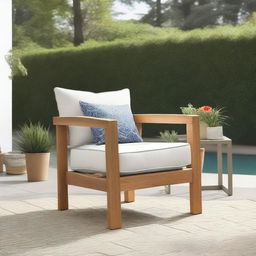 Design a stylish and comfortable outdoor chair that is perfect for a backyard or patio setting