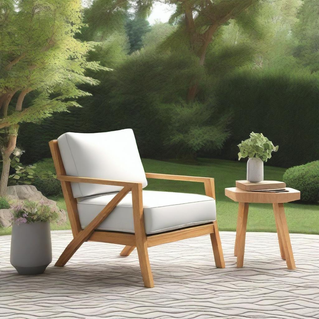 Design a stylish and comfortable outdoor chair that is perfect for a backyard or patio setting