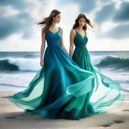 A stunning cover photo for a dress designer's portfolio, featuring the concept of the ocean