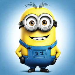 A detailed and vibrant illustration of a Minion named Dave, featuring his signature blue overalls, goggles, and cheerful expression