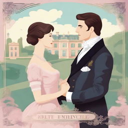 Create an illustrated movie poster with a regency romance theme