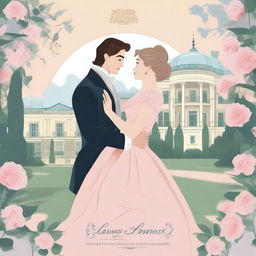 Create an illustrated movie poster with a regency romance theme