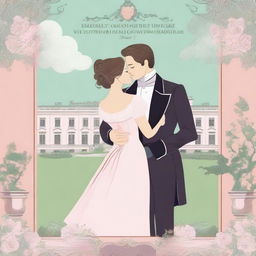 Create an illustrated movie poster with a regency romance theme