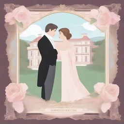 Create an illustrated movie poster with a regency romance theme