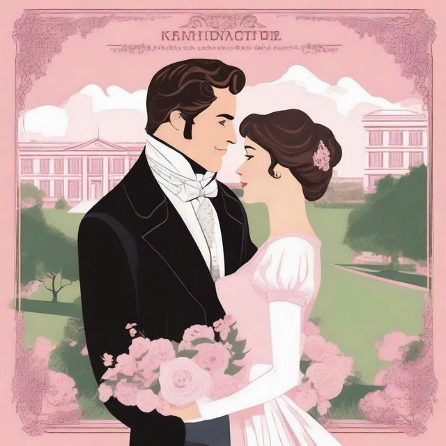 Create an illustrated movie poster with a regency romance theme