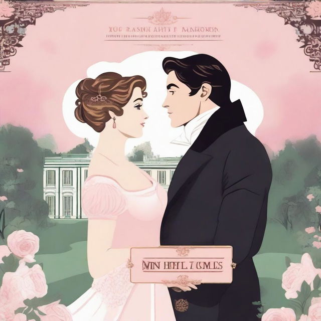 Create an illustrated movie poster with a regency romance theme