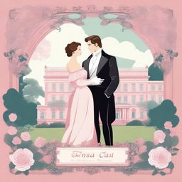 Create an illustrated movie poster with a regency romance theme