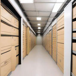 A well-organized storage facility with multiple storage units labeled 'Guardabox'