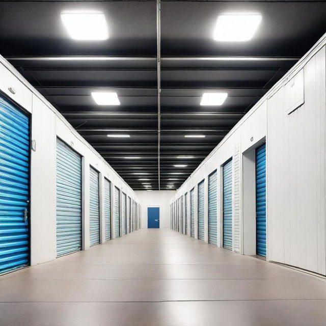 A modern and spacious storage facility labeled 'Guardaespacios'