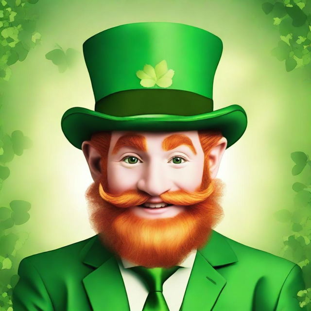 Create an image of a leprechaun with the face of a young 24-year-old