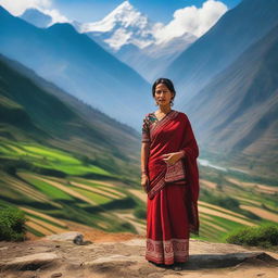 A Nepali woman standing on the border line with India