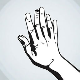 A detailed illustration of a hand with a finger inserted into something, showing the action clearly