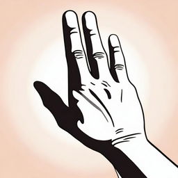 A detailed illustration of a hand with a finger inserted into something, showing the action clearly