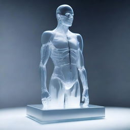 A detailed and artistic depiction of a man made entirely of glass