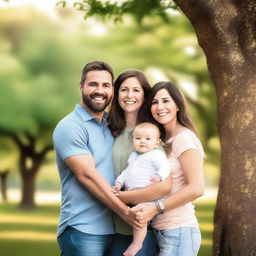 Create a book cover image featuring a loving couple with their 5-year-old baby boy