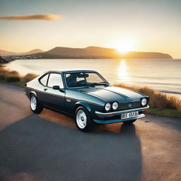 A modern retro cool Ford Capri, blending classic design elements with contemporary aesthetics