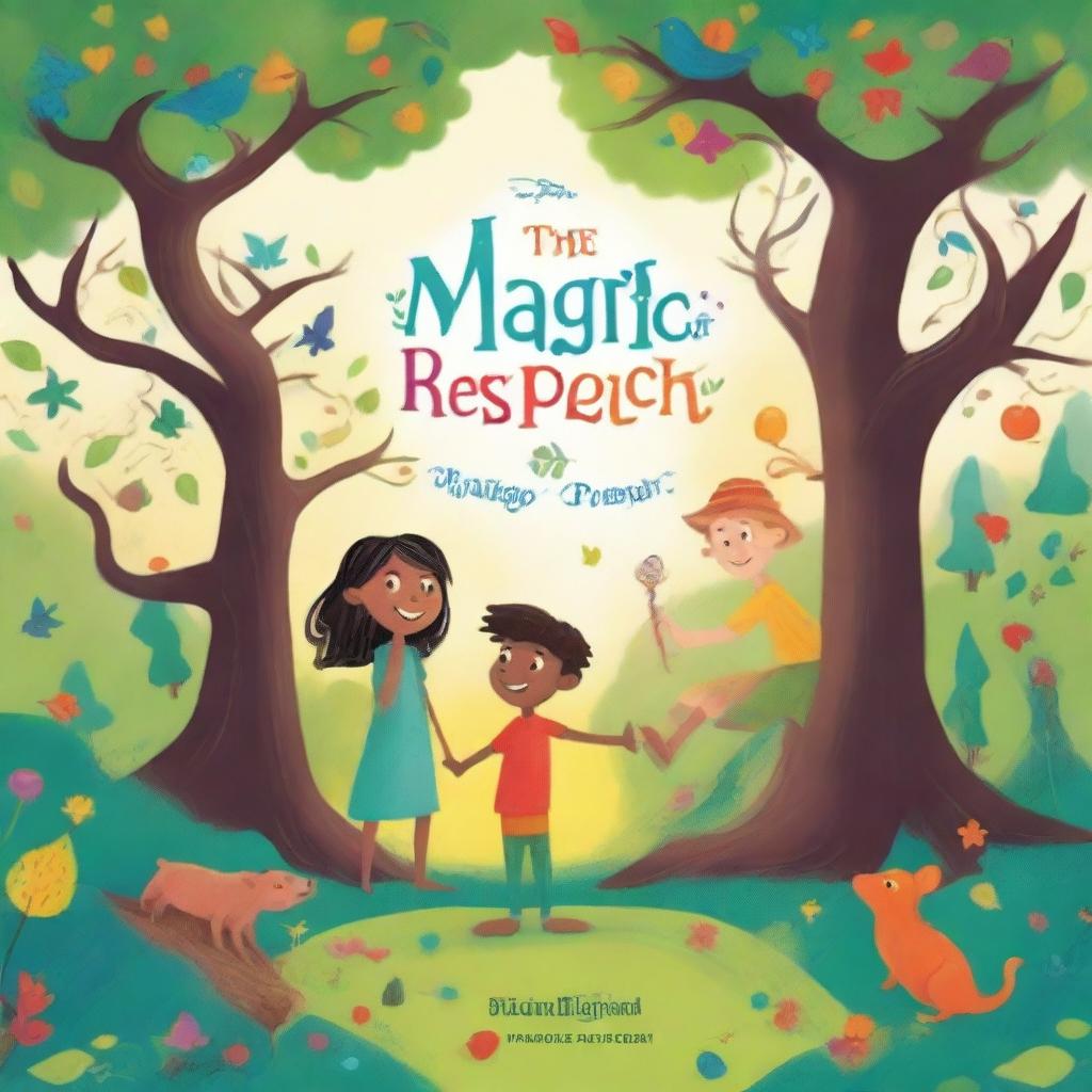 Create an engaging and colorful cover art for a children's book titled 'The Magic of Respect