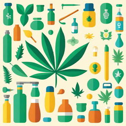 A vibrant and uplifting image showcasing the theme 'Cannabis Medicinal com itens de medicina,' emphasizing the positive aspects of medicinal cannabis use