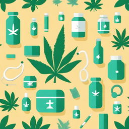 A vibrant and uplifting image showcasing the theme 'Cannabis Medicinal com itens de medicina promovendo a vida,' emphasizing the positive aspects of medicinal cannabis use