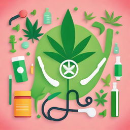 A vibrant and uplifting image showcasing the theme 'Cannabis Medicinal com itens de medicina promovendo a vida,' emphasizing the positive aspects of medicinal cannabis use