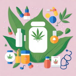 A vibrant and uplifting image showcasing the theme 'Cannabis Medicinal com itens de medicina promovendo a vida,' emphasizing the positive aspects of medicinal cannabis use