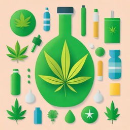 A vibrant and uplifting image showcasing the theme 'Cannabis Medicinal com itens de medicina promovendo a vida,' emphasizing the positive aspects of medicinal cannabis use