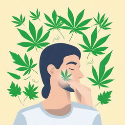 An informative and soothing image illustrating the use of medicinal cannabis for migraine relief