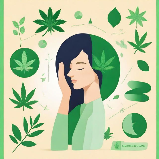 An informative and soothing image illustrating the use of medicinal cannabis for migraine relief