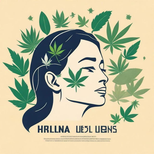 An informative and soothing image illustrating the use of medicinal cannabis for migraine relief with the text 'curando suas dores de cabeça