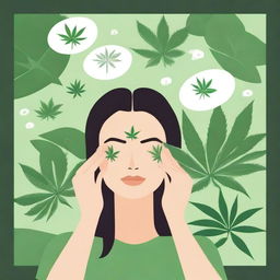 An informative and soothing image illustrating the use of medicinal cannabis for migraine relief with the text 'curando suas dores de cabeça