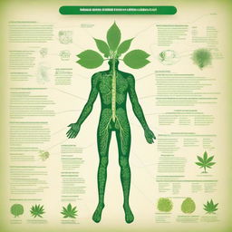 A detailed and educational image illustrating the relationship between medicinal cannabis and the endocannabinoid system, with text in Portuguese-BR