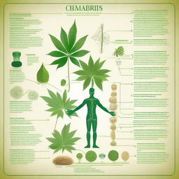 A detailed and educational image illustrating the relationship between medicinal cannabis and the endocannabinoid system, with text in Portuguese-BR