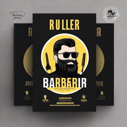 Create a professional course cover for "Ruller School - Curso de Barbearia para Iniciantes"