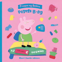 Create a colorful book cover featuring Peppa Pig for a busy book