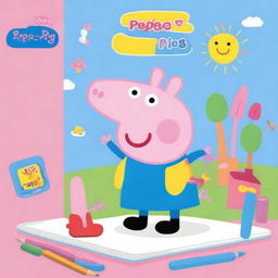 Create a colorful book cover featuring Peppa Pig for a busy book