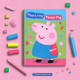 Create a colorful book cover featuring Peppa Pig for a busy book