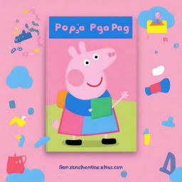 Create a colorful book cover featuring Peppa Pig for a busy book