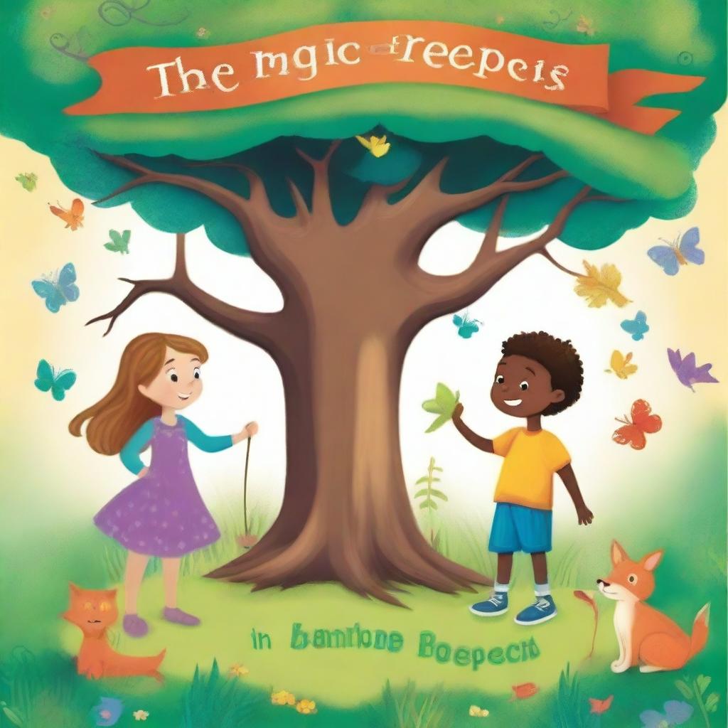 Create an engaging and colorful cover art for a children's book titled 'The Magic of Respect