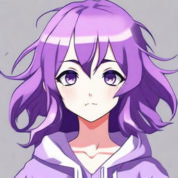 A portrait of an anime girl with purple hair