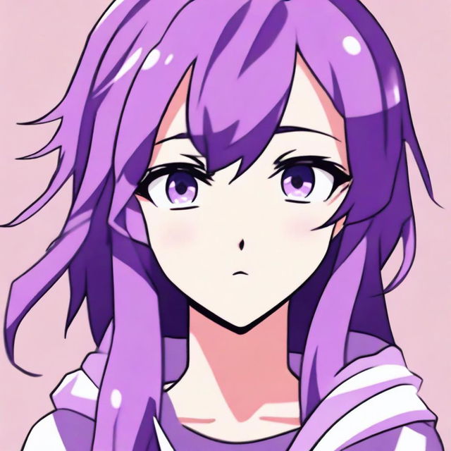 A portrait of an anime girl with purple hair