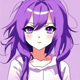 A portrait of an anime girl with purple hair