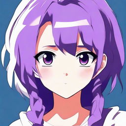 A portrait of an anime girl with purple hair