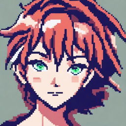 A pixel art image of an anime-style female character's head