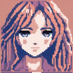 A pixel art image of an anime-style female character's head