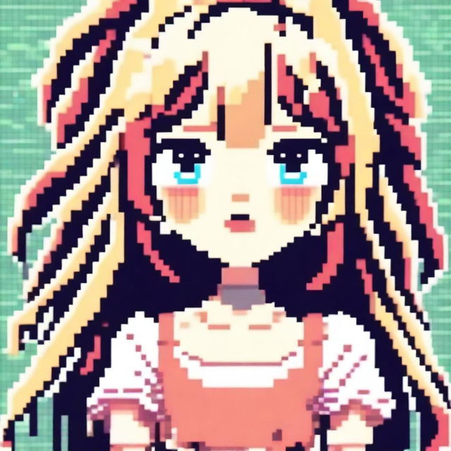 Create a pixel art image of an anime-style girl for use as a profile picture