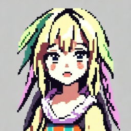 Create a pixel art image of an anime-style girl for use as a profile picture