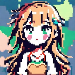 Create a pixel art image of an anime-style girl for use as a profile picture